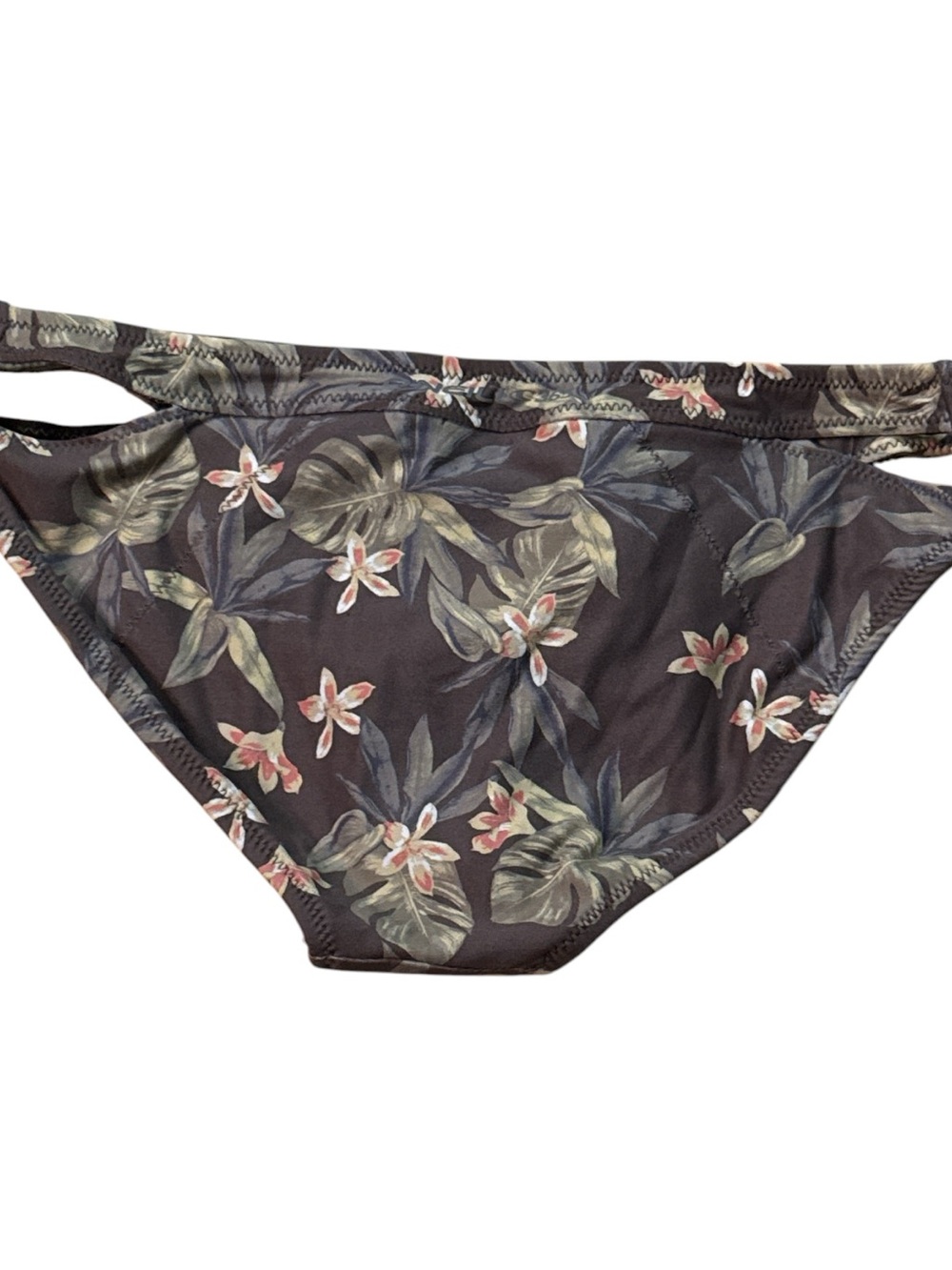 O'Neill Brown Tropical Floral Cutout Bikini Bottom Size small NWT - Picture 2 of 3